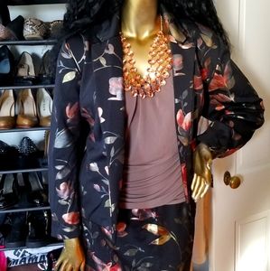 Ashley Stewart  2 piece black foil skirt suit